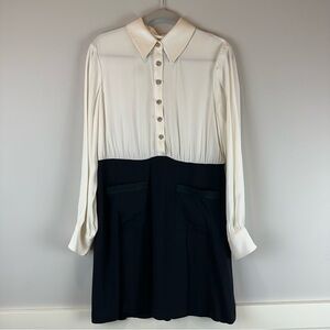 J.Crew White Black Button Front Crepe Career Workwear Office Shirt Dress Size 12